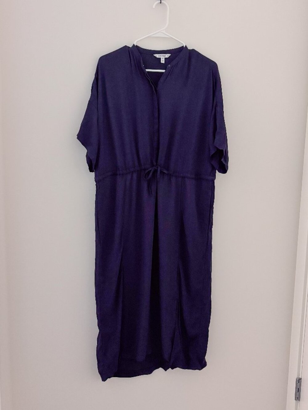 & Other Stories Navy Drawstring Waist Midi Dress with Pockets US 4